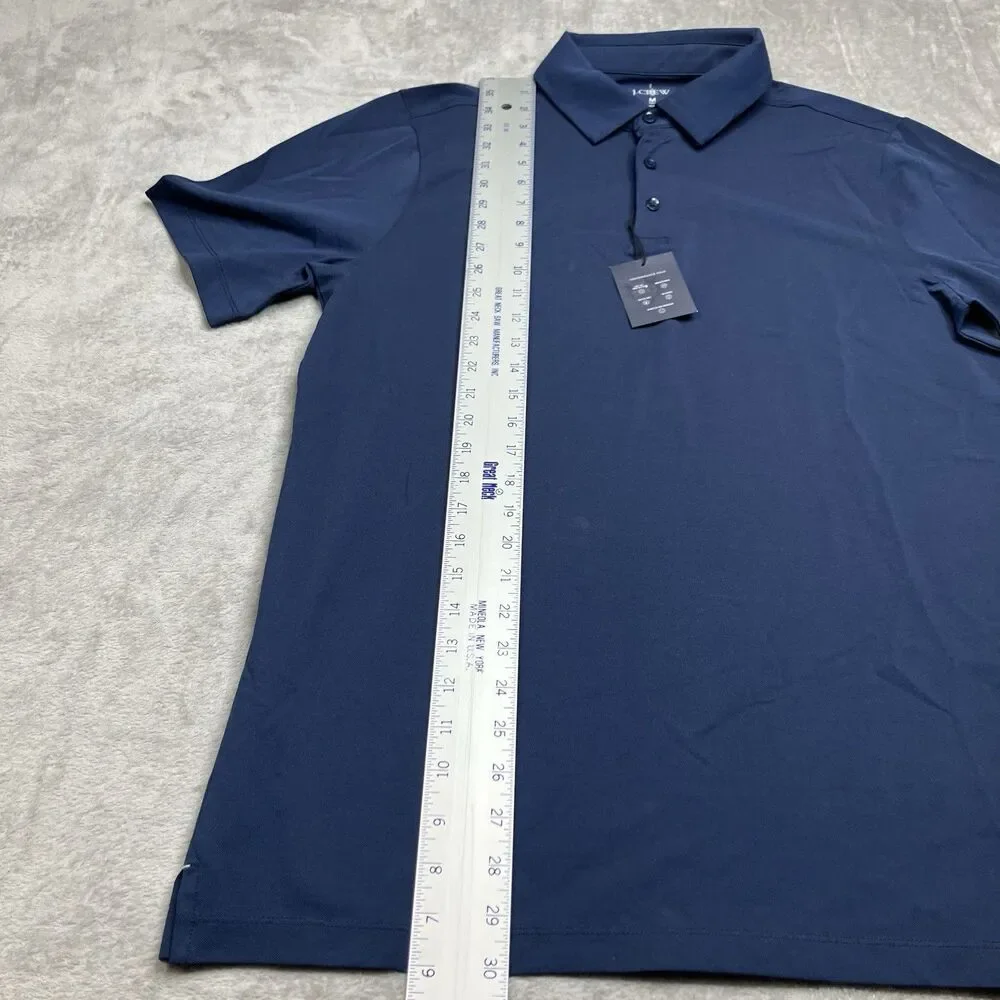 J‎ Crew Polo Shirt Mens M TALL Blue Performance Pique Stretch Moisture Wicking